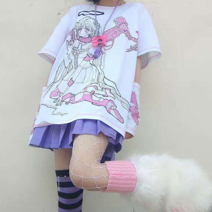 Anime Harajuku Gothic Cool Girl Unisex T-Shirt ET1627 - kostebek.com.tr