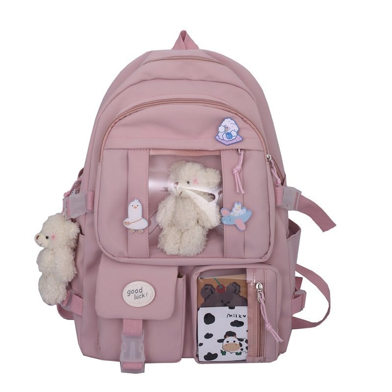 2023 New Bowknot schoolbag for teenage girls High capacity orthopedic  backpack With cartoon pendant School Bags