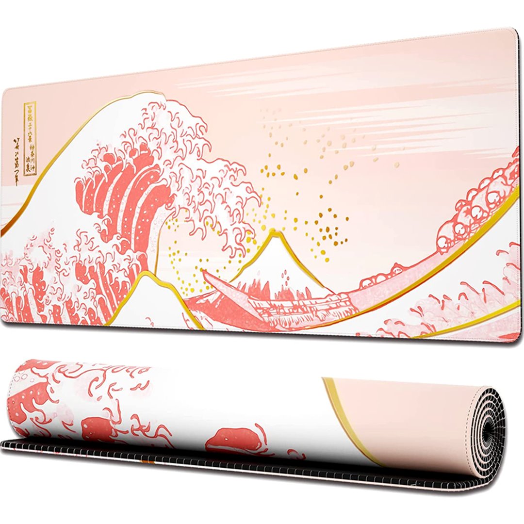 Japanese Kanagawa Great Wave Black White Large Mouse Pad – Kawaiies