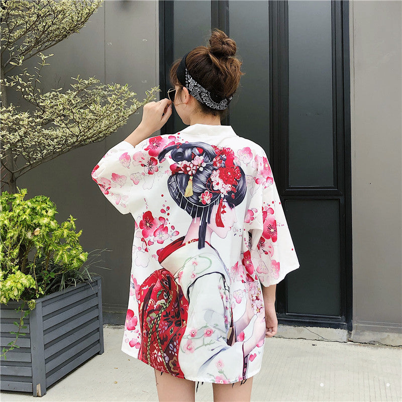 Japanese Lady with Tsubaki Flowers Kimono – Kawaiies