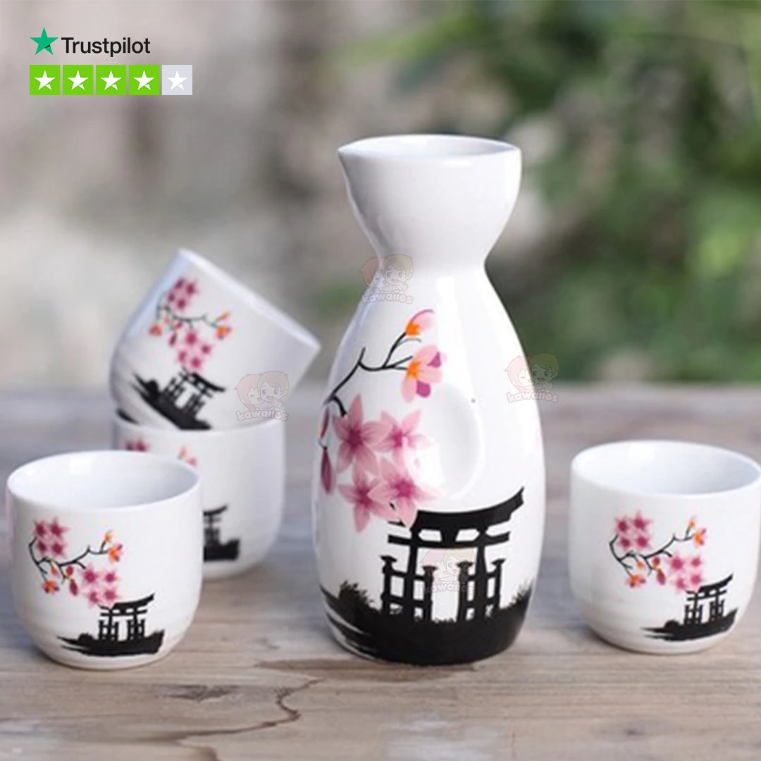 Japanese Sakura Cherry Ceramic Sake Set – Kawaiies