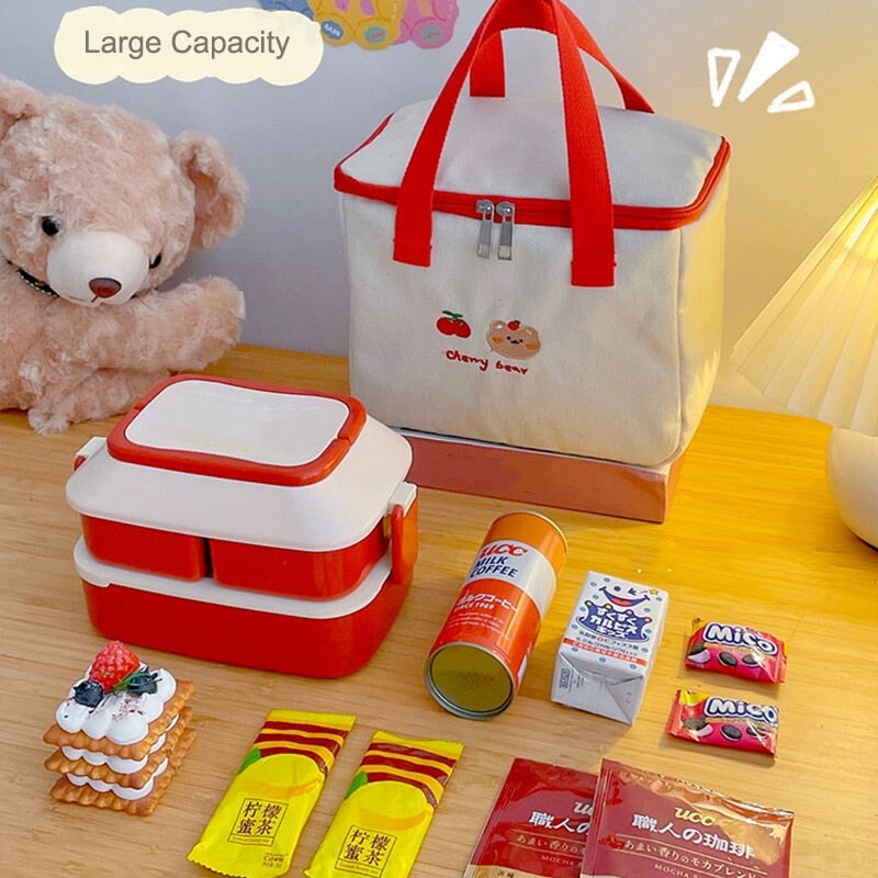 Kawaii Bear Lunch Box For Woman Kids 1200/1300/1500ml Cute