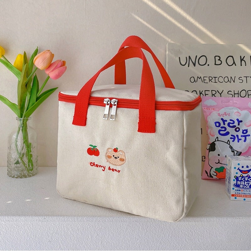 Cute Cherry & Bunny Canvas Lunch Bags – Kawaiies