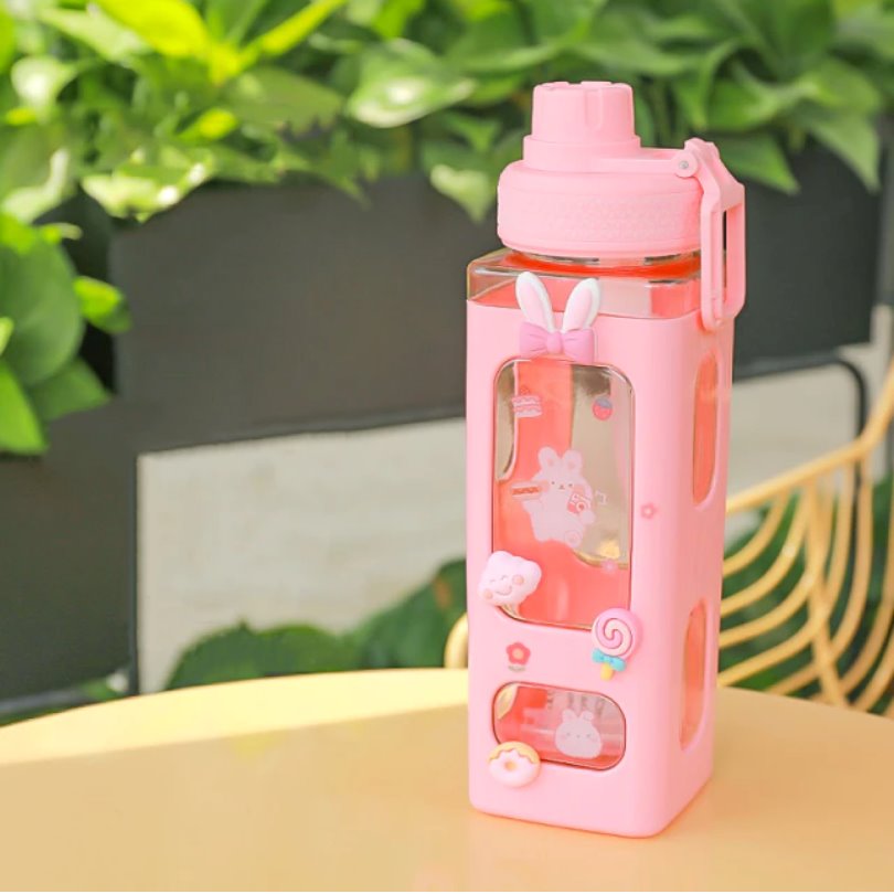 Cute Cat Bear Water Bottle For Kids Girls School Travel Kawaii