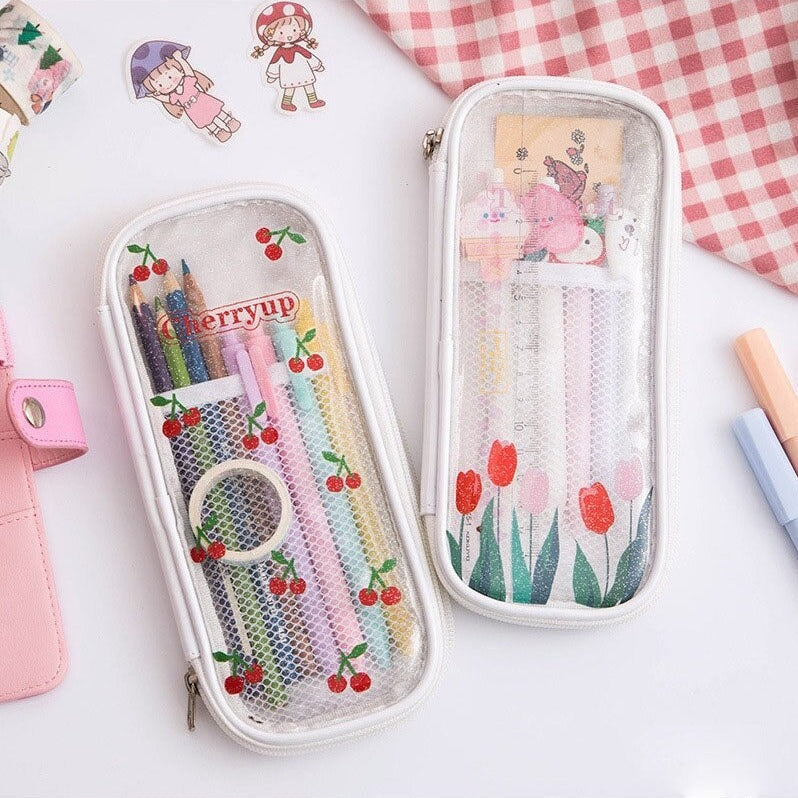 Unicorn-Themed Transparent Silicone Pouch - Perfect for School or Offi