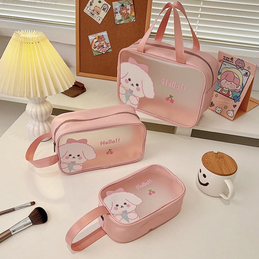 Kawaii Dog Transparent Makeup Cosmetics Storage Bag – Kawaiies