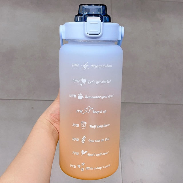 Eccomum 1 Gallon Water Bottle with Time Marker BPA FREE 3.78L Sports Bottle  With Straw for Office Gym Fitness Sports Camping Cycling