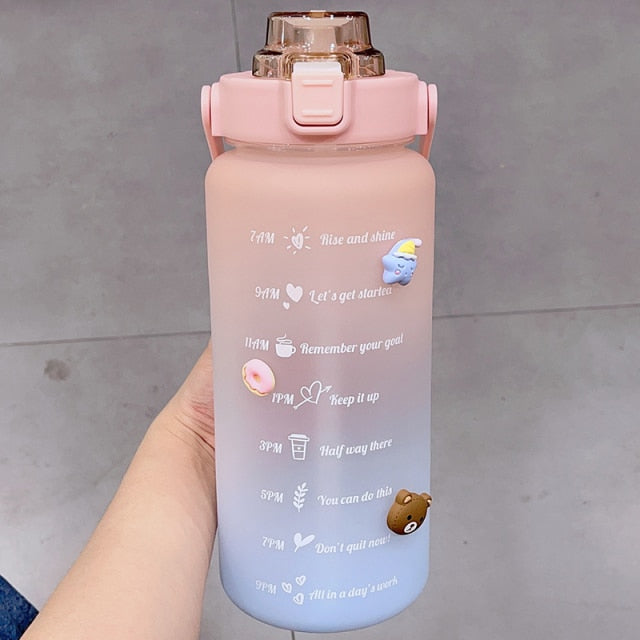 Aesthetic Water Bottles For Women Cute Water Bottles With Straw Plastic  Water Jug With Strap Purple