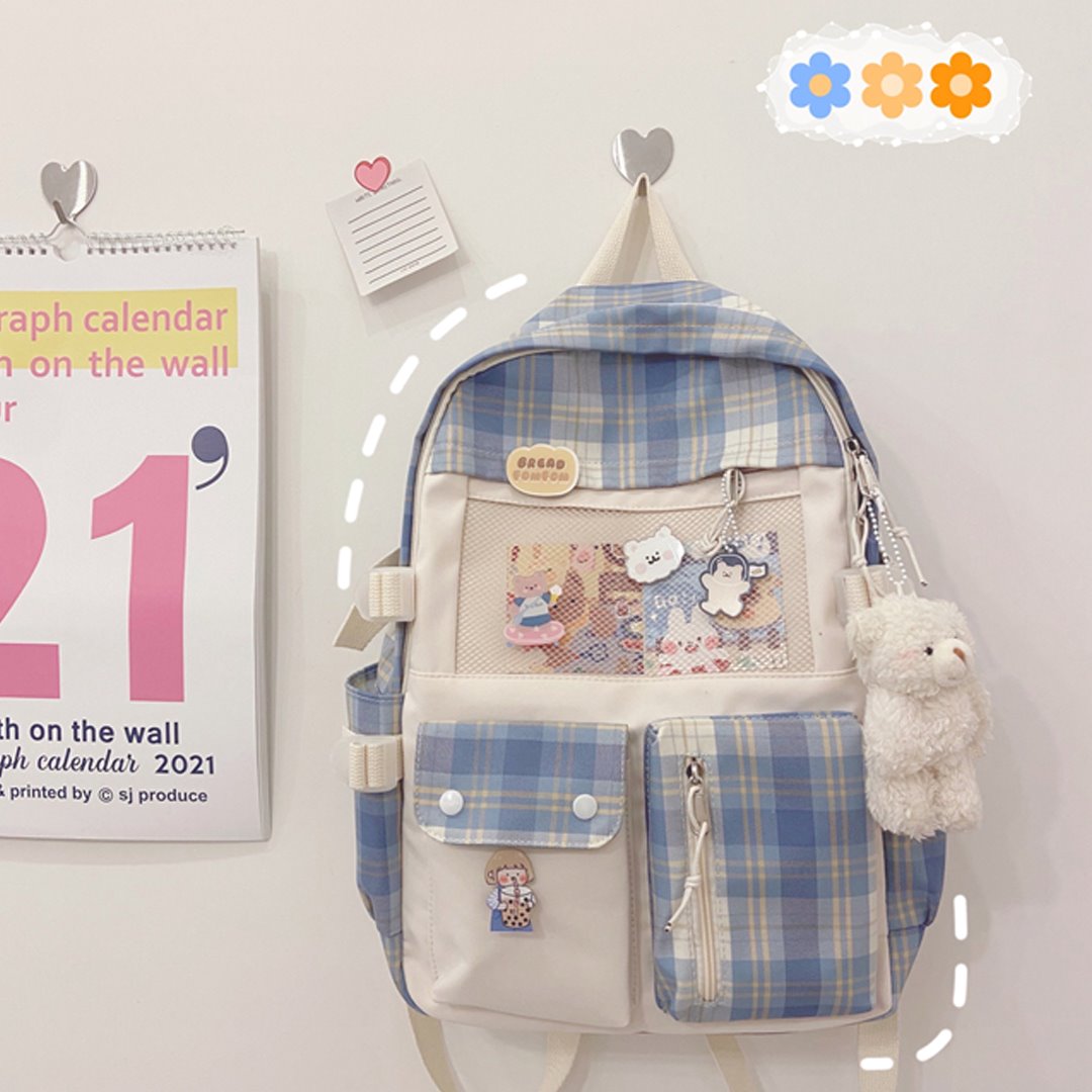 Kingzram Kawaii Backpack Lovely Pastel Rucksack for Teen Girls Aesthetic  Student Bookbags with Kawaii Pin and Cute Accessories (Green) - Walmart.com