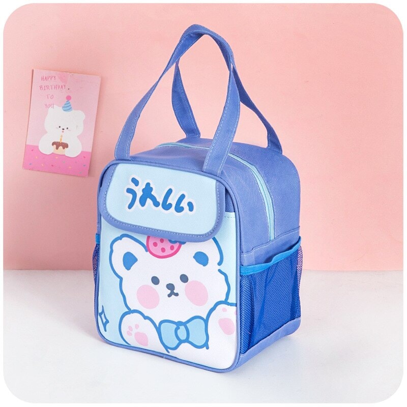Bento Lunch Box Cloth Bag Bear Blue for Bento Lunch Bag