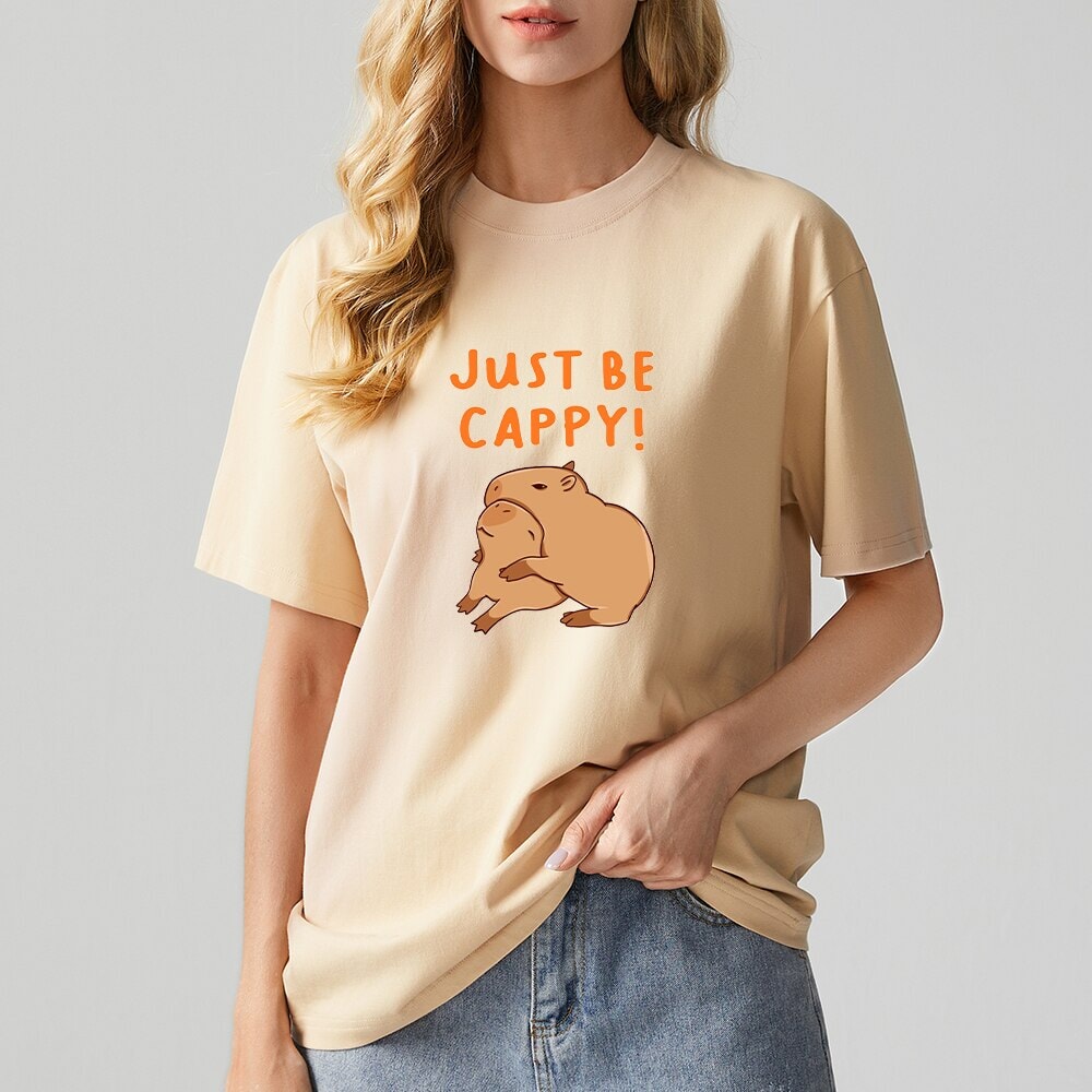 Kawaii Two Capybara 'Just Be Cappy!' Unisex Cotton Tee Top – Kawaiies