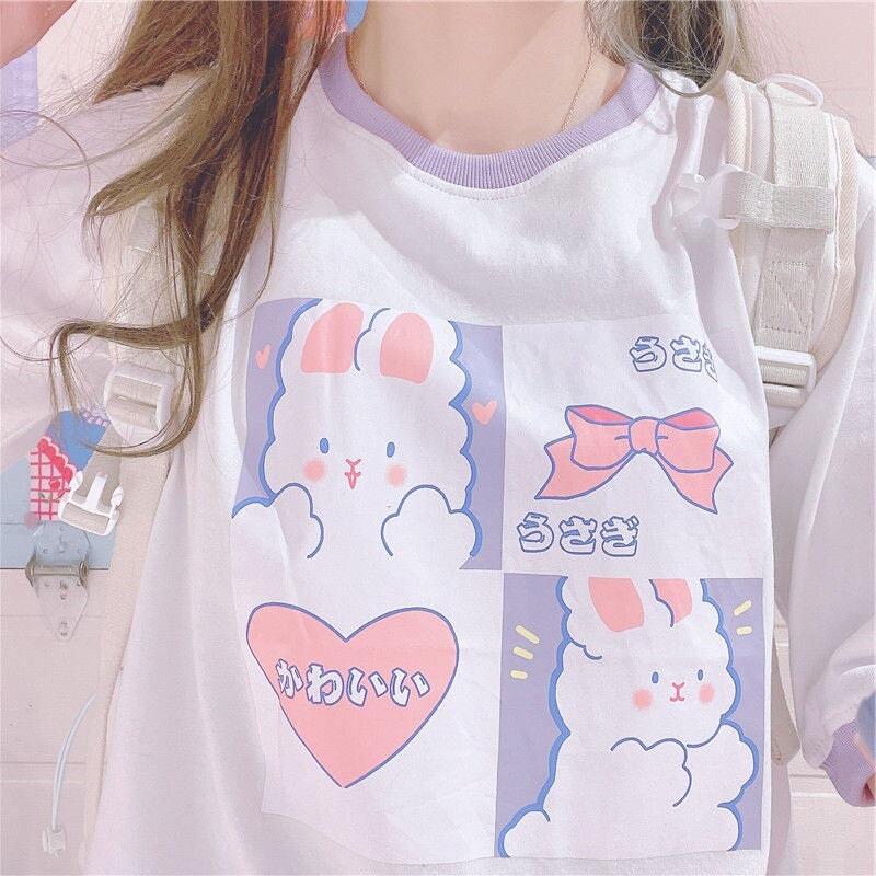 Kawaii Japanese Anime Bunny Blonde Girl Graphic Tee – Kawaiies