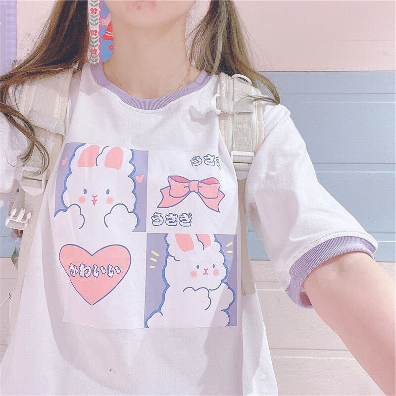 Kawaii Japanese Anime Bunny Blonde Girl Graphic Tee – Kawaiies