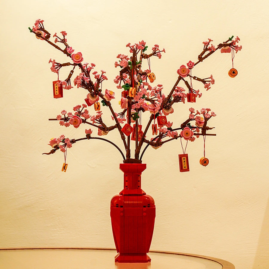 Lucky Peach Blossom Vase Micro Building Blocks - Kawaiies - Adorable - Cute - Plushies - Plush - Kawaii