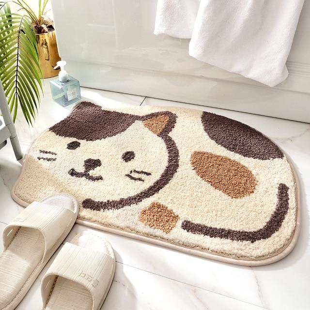 1pc Cartoon Cat Pattern Bath Mat, Cute Polyester Anti-slip Bath Rug For  Bathroom