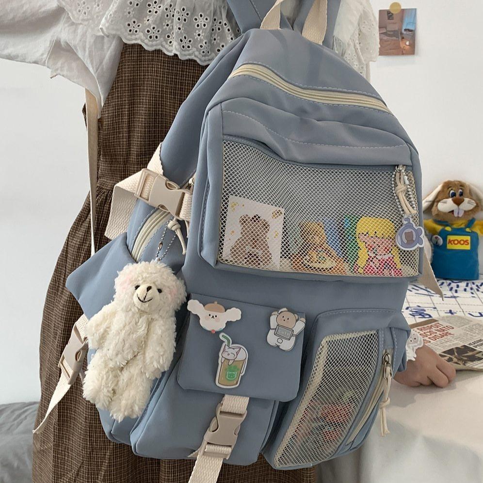 School Buddies Backpack With Bear Keychain
