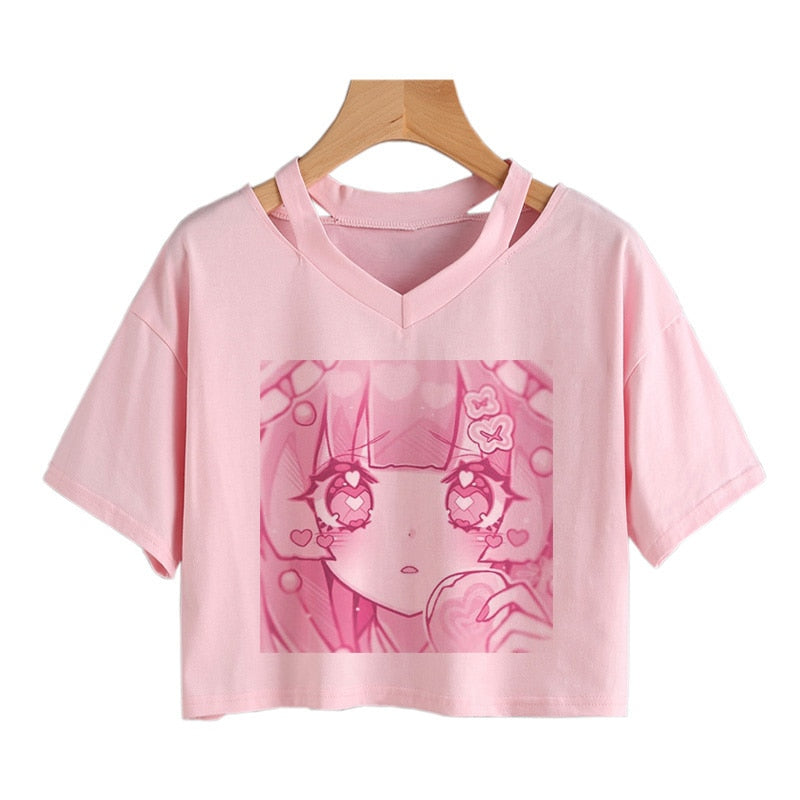 Cat Girl Pink Crop Top - Sexy Lewd Cosplay - Anime Crop Tops For Women –  Lewd Fashion