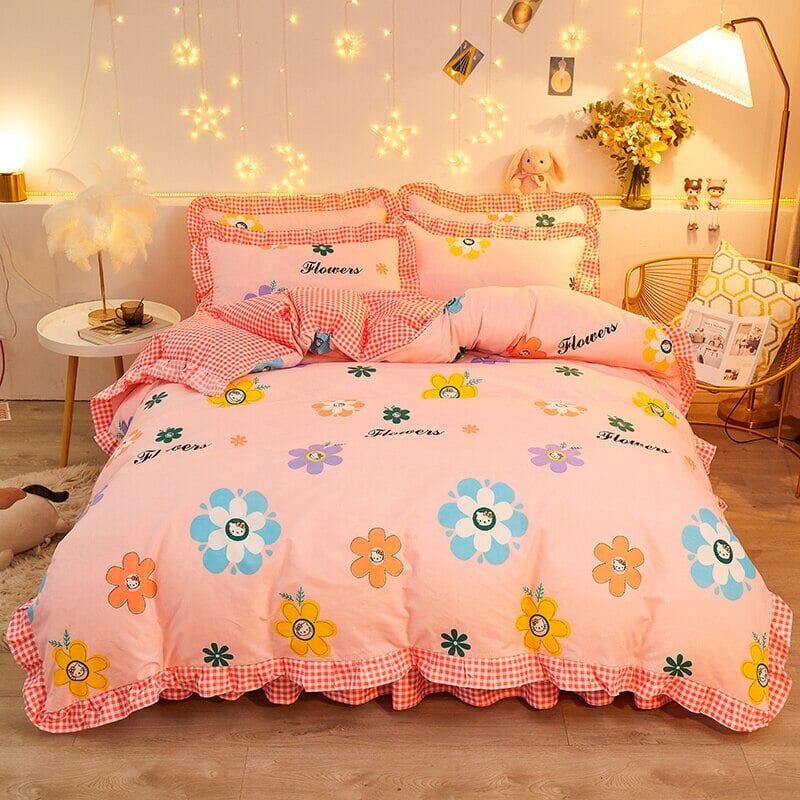 Giftig Bliksem IJver Pink Floral Bedding Set Collection with Bed Sheet – Kawaiies