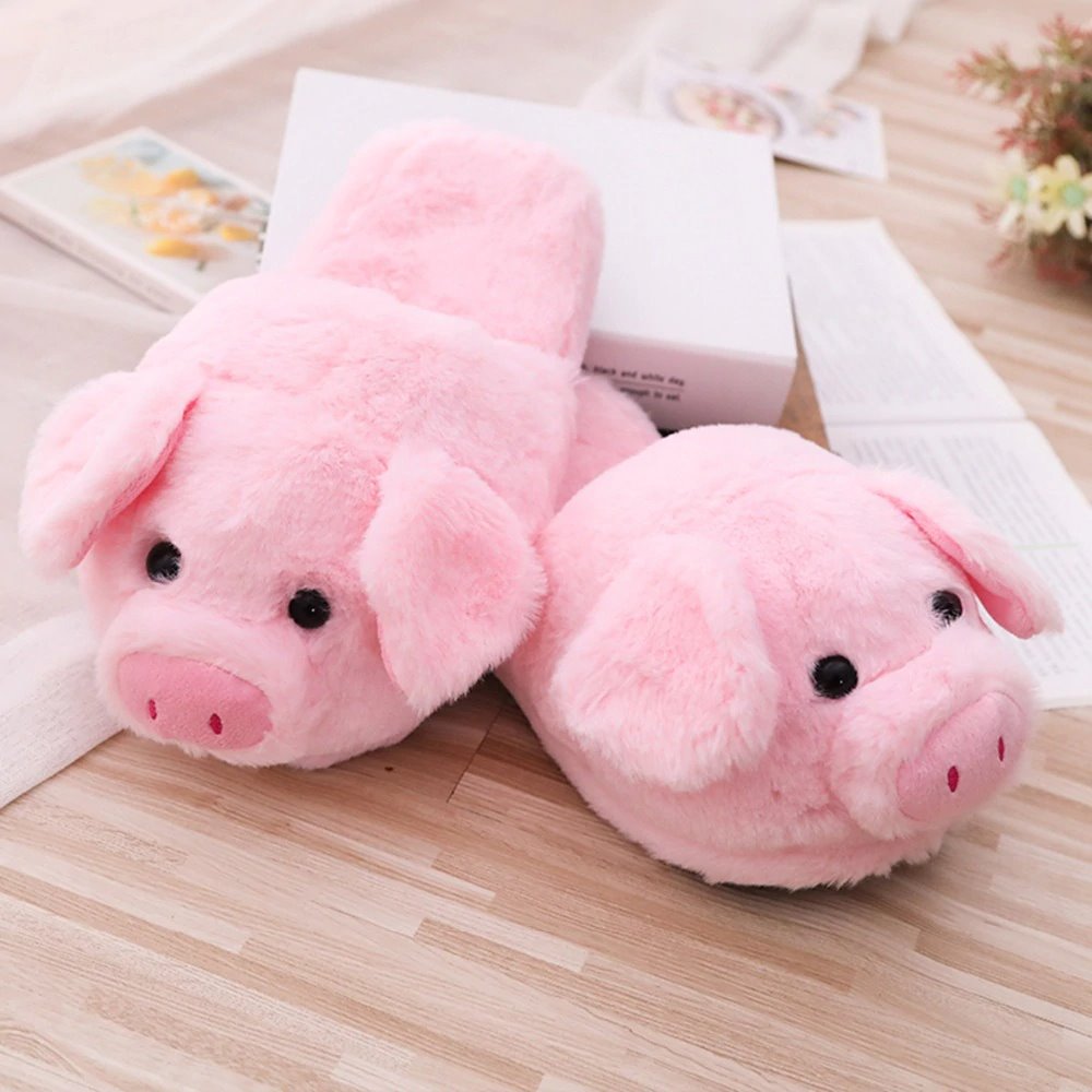 Synes godt om at opfinde afslappet Pink Piggy Plush Slippers – Kawaiies