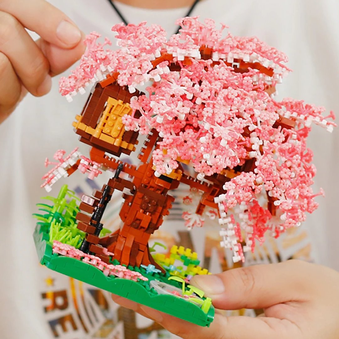 Pink Sakura Tree House Pond Nano Building Blocks – Kawaiies