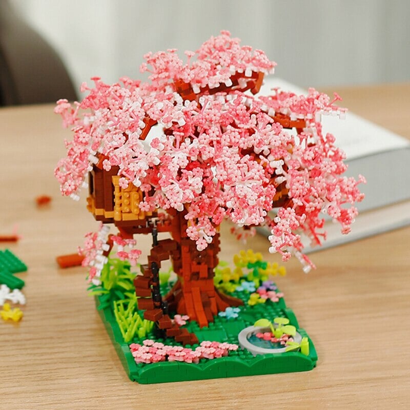 Pink Sakura Tree House Pond Nano Building Blocks – Kawaiies