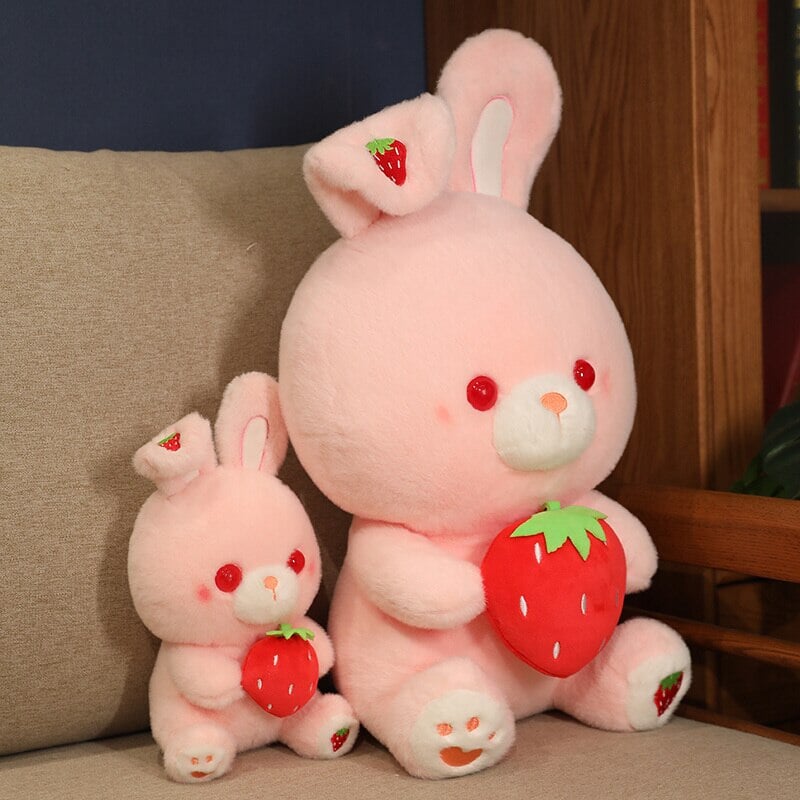 Pink Strawberry Bunny Rabbit Plush - Kawaiies - Adorable - Cute - Plushies - Plush - Kawaii