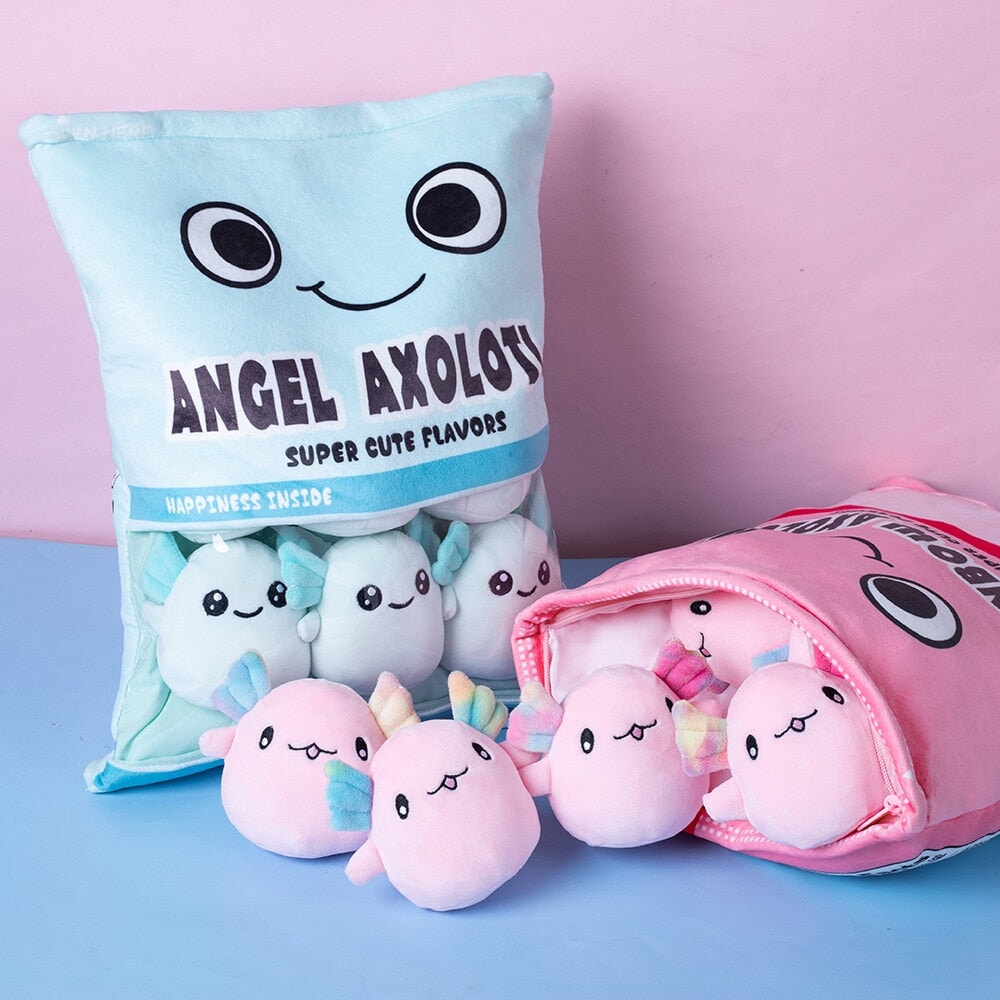 Rainbow Pink Blue Axolotl Candy Bag Plushies – Kawaiies
