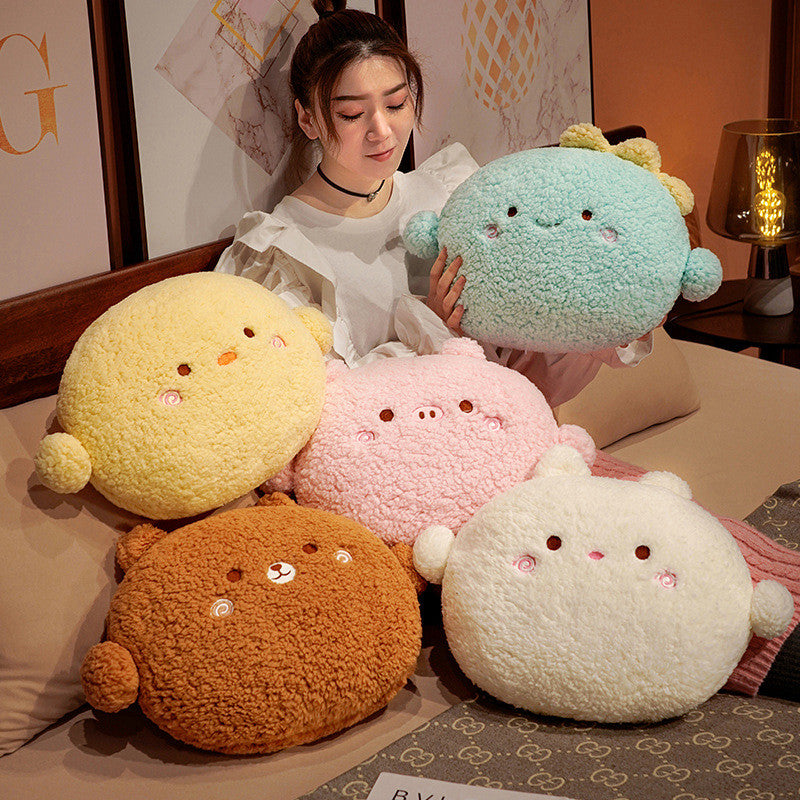 Round Fluffy Animal Pillow Plushie Collection