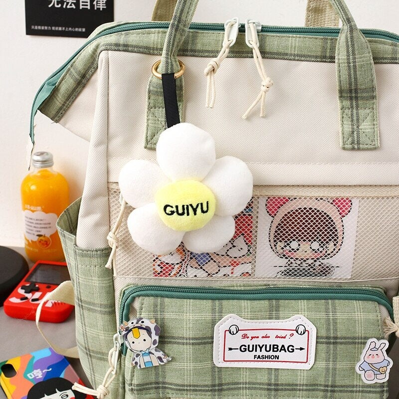 kawaiies-softtoys-plushies-kawaii-plush-Set of 5 Kawaii Plaid Backpack Bag Collection Bag 