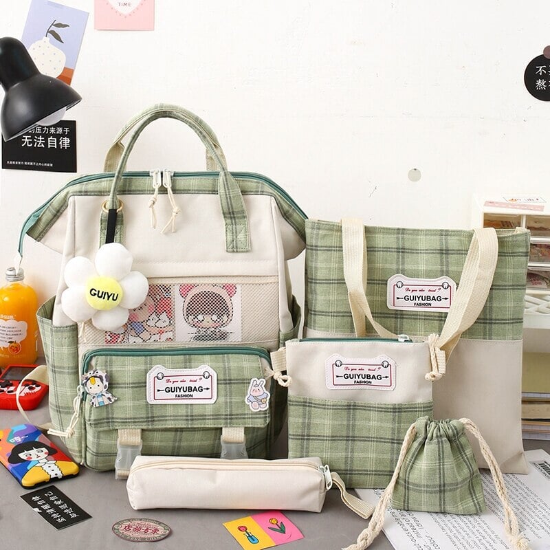 Green plaid backpack best sale