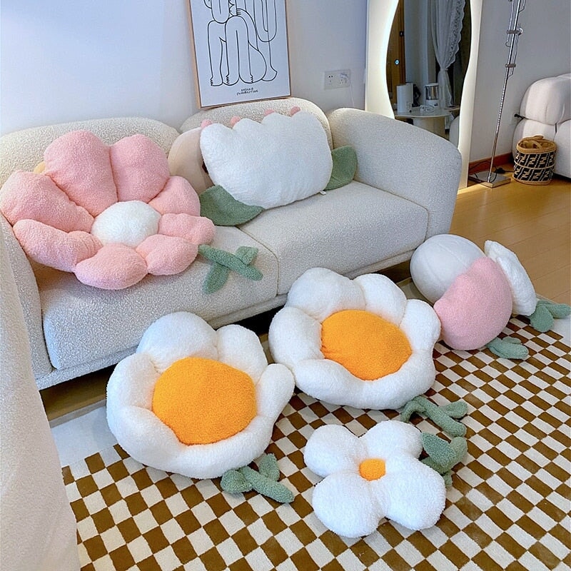Flower Cushion Cute Soft Comfy Girls Birthyday Gift Pillows Decor Home  Floor Seat Office Desk Chair Cushion Pillows for Bedroom