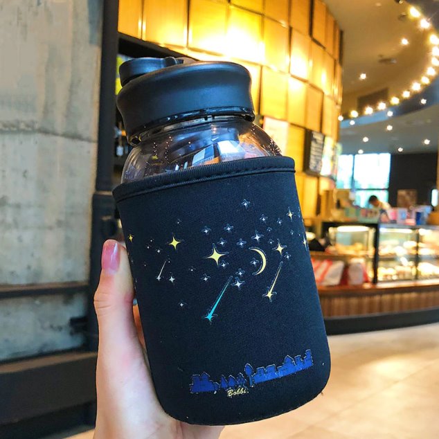 Kawaii Sky Galaxy Glass Bottle (600ml)